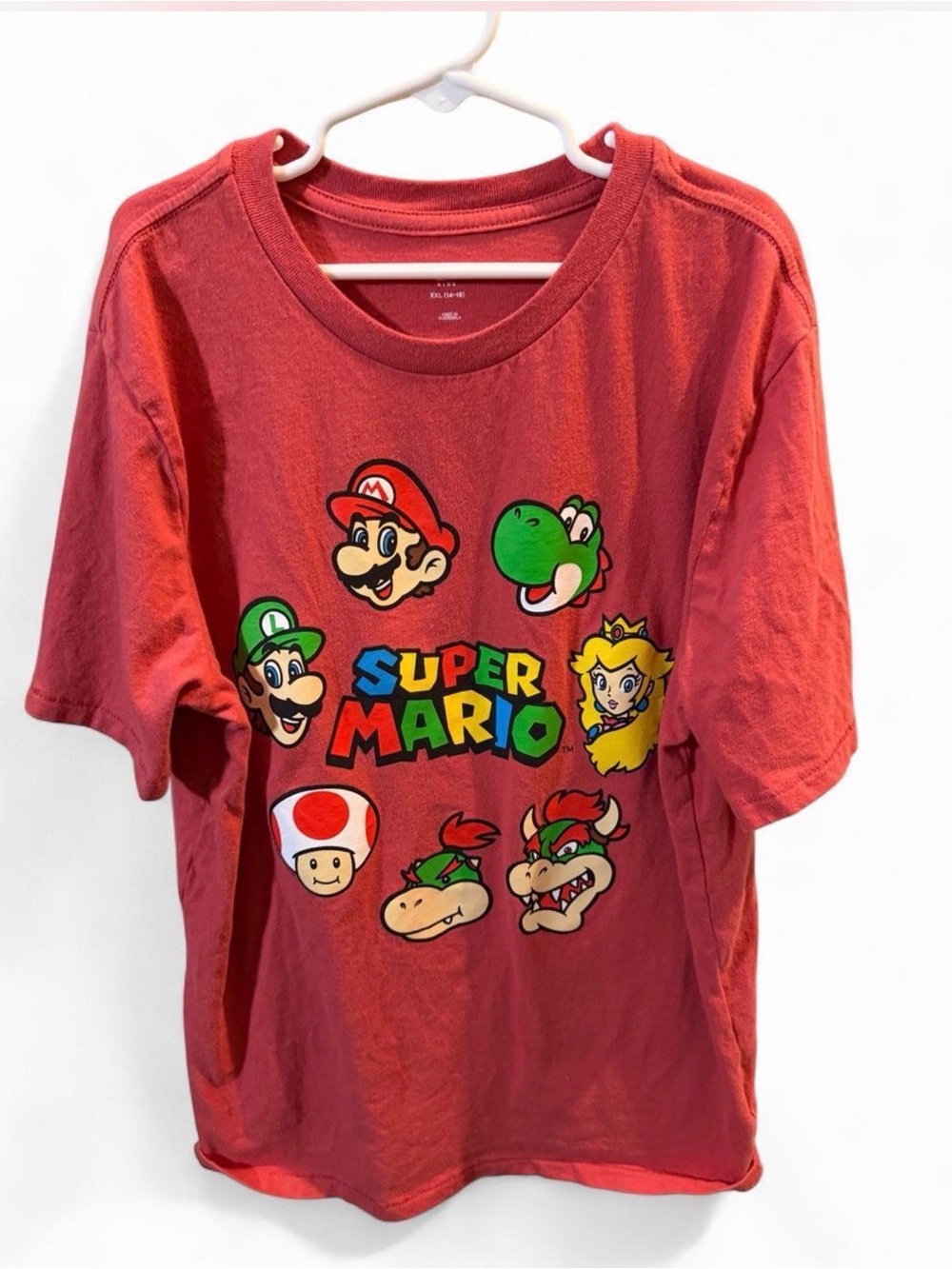 GAP Red Super Mario Graphic Tee with Multicolor Characters